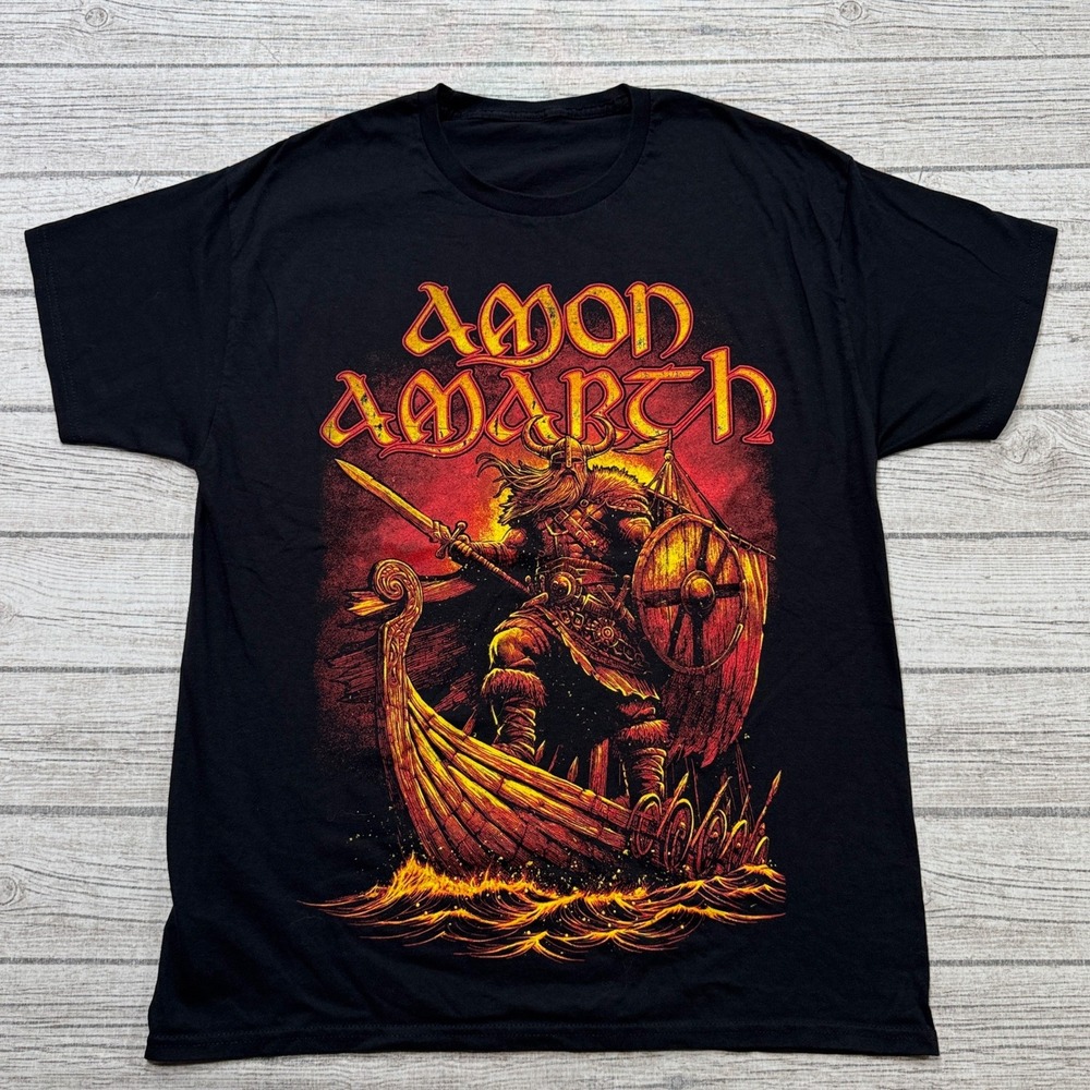 Amon Amarth T-Shirt Men's M Black We Are Vikings Double Sided Heavy Metal Merch